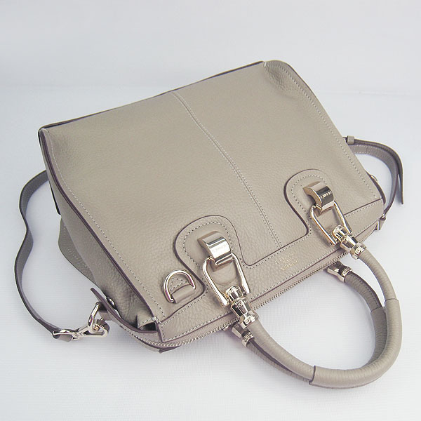 Fake Hermes New Arrival Double-duty leather handbag Grey 60669
